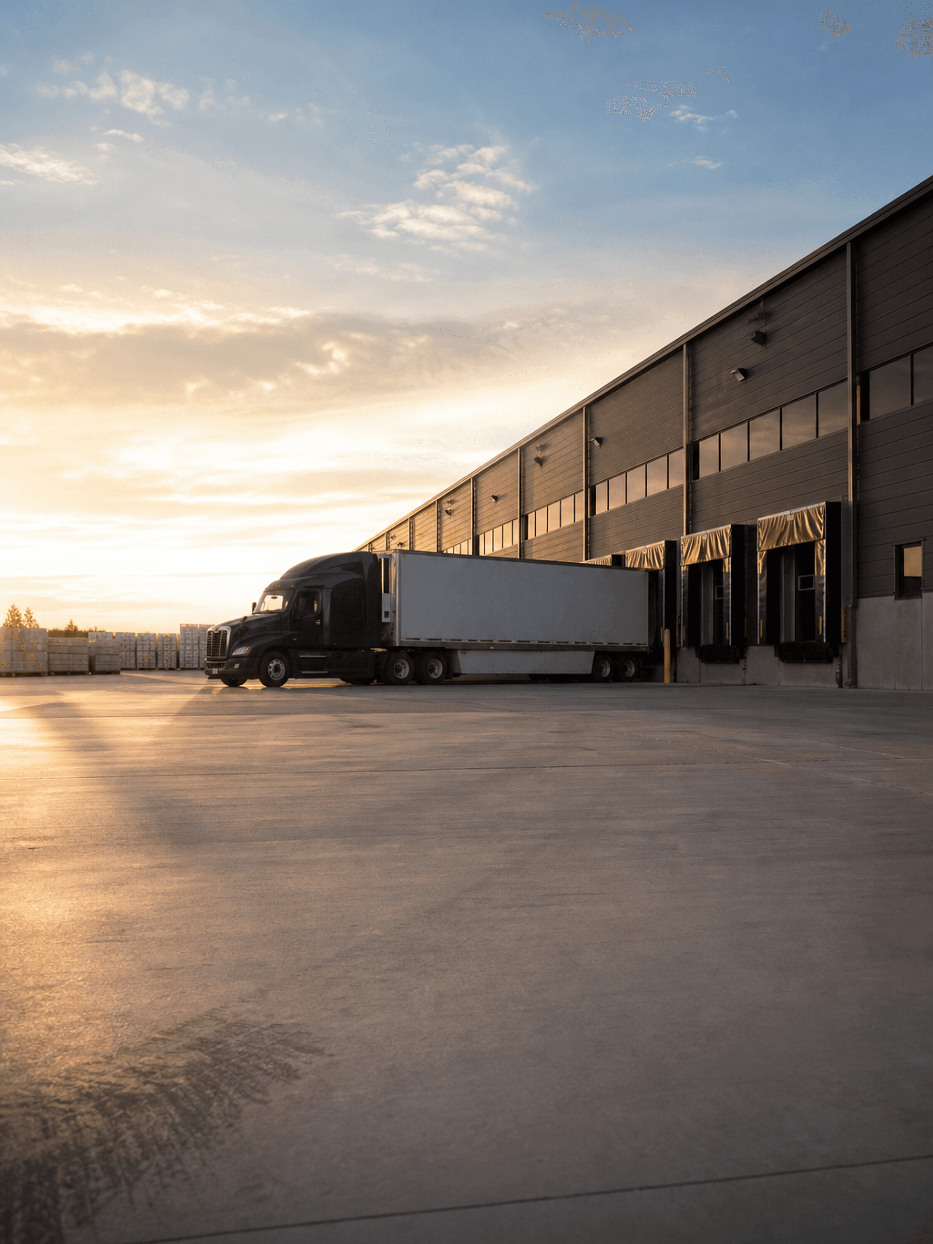 Freight yard where Legacy Point Logistics stages its box trucks for outbound loads